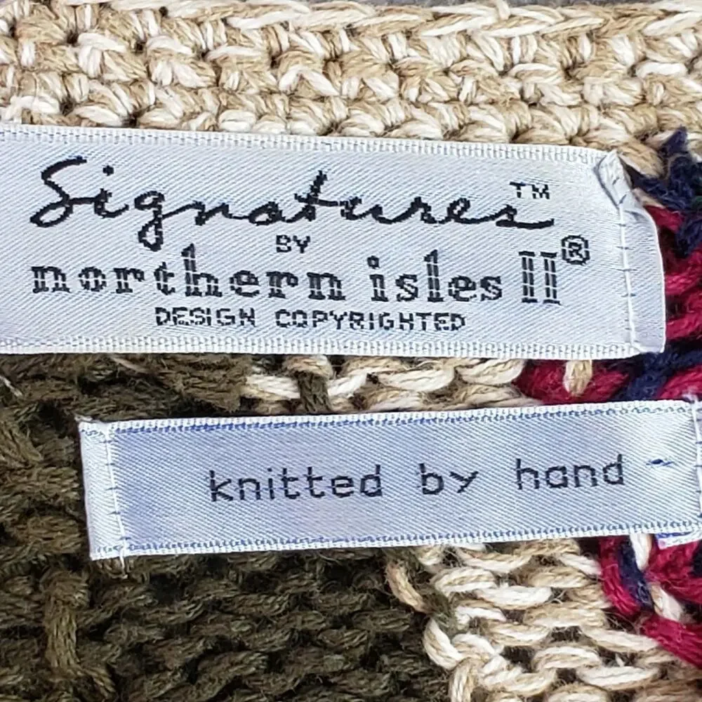 Signature by Northern Isles Vintage Floral Hand Knit Sweater Plus Size 1X